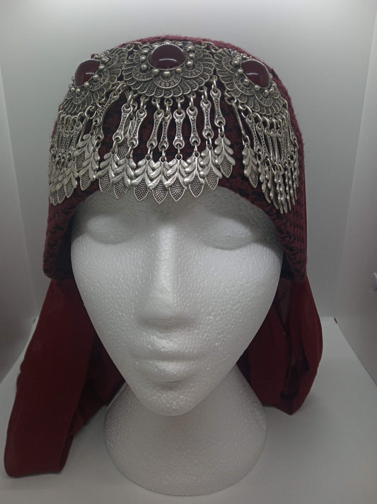 Red 3 jeweled Ottoman Hatun hat